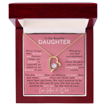 Amity Heart Necklace - Daughter - Love Mom & Dad