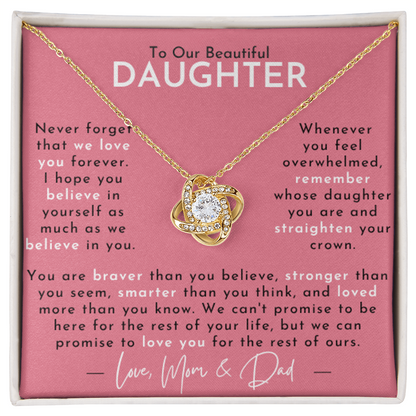 Amity Knot Necklace - Daughter - Love Mom & Dad