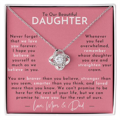 Amity Knot Necklace - Daughter - Love Mom & Dad