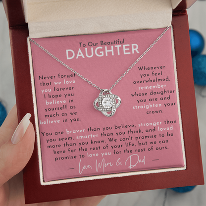 Amity Knot Necklace - Daughter - Love Mom & Dad