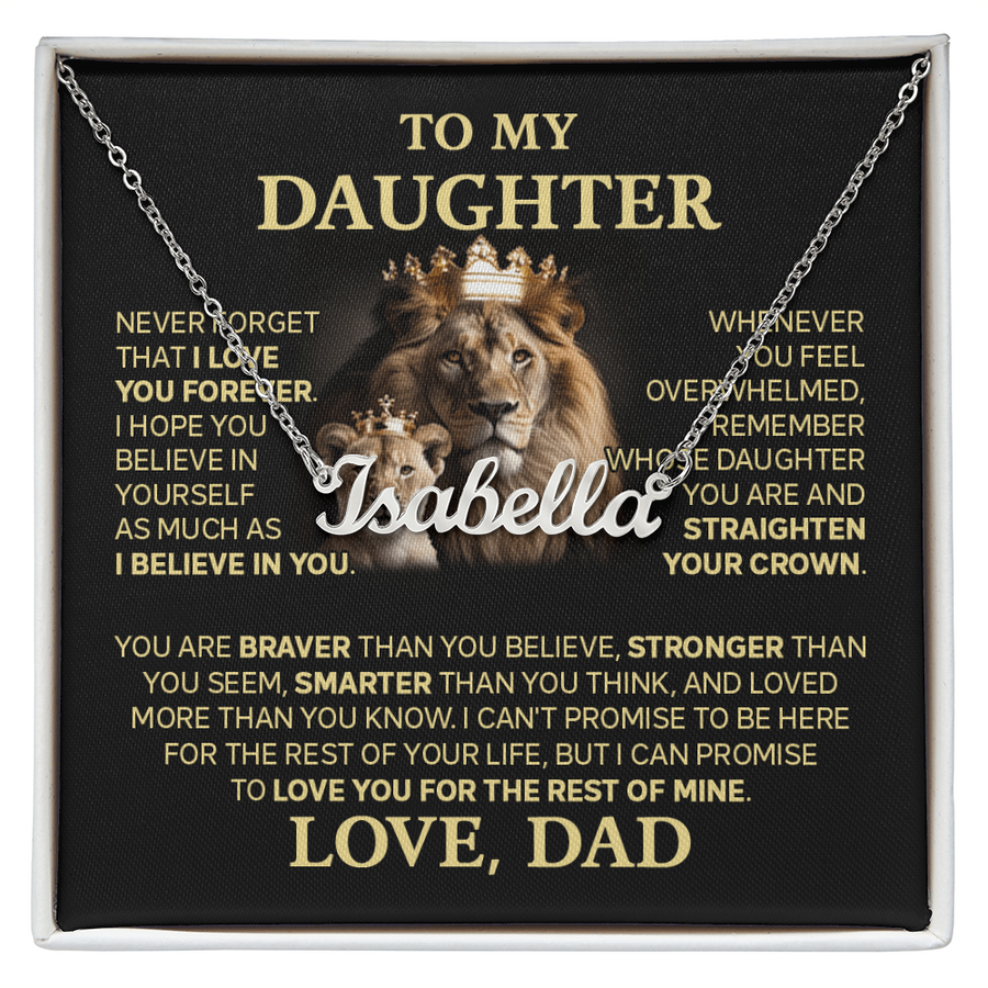 Amity Name Necklace - Daughter Braver Stronger Smarter