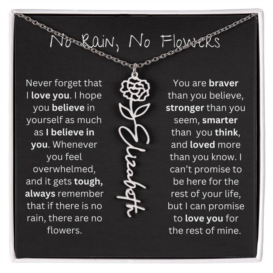 Amity Flower & Name Necklace - No Rain, No Flowers