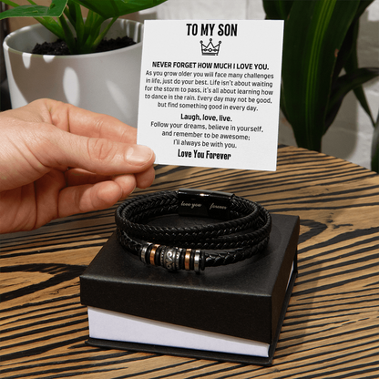 Amity Leather Bracelet - Son Laugh, Love, Live