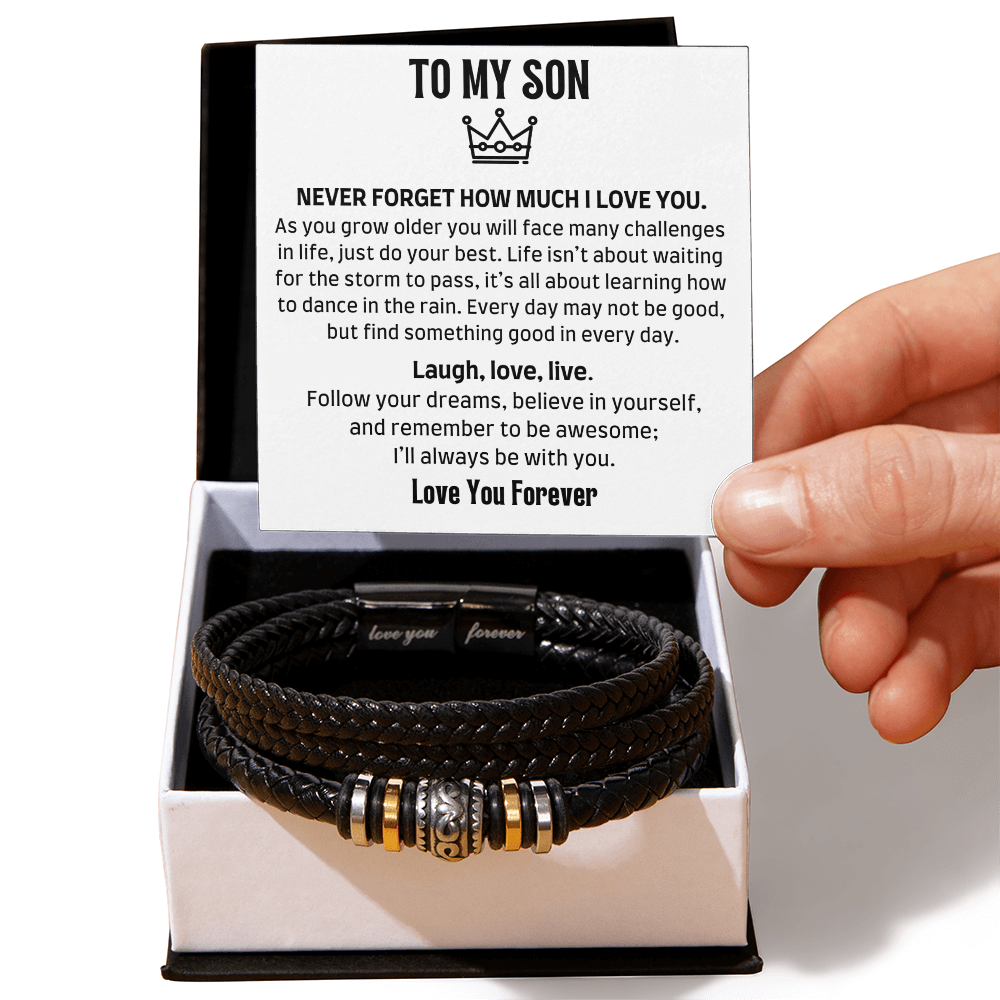 Amity Leather Bracelet - Son Laugh, Love, Live