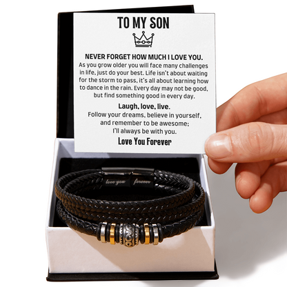 Amity Leather Bracelet - Son Laugh, Love, Live