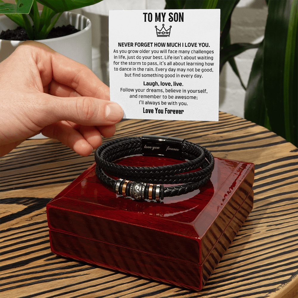 Amity Leather Bracelet - Son Laugh, Love, Live