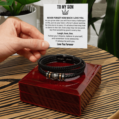 Amity Leather Bracelet - Son Laugh, Love, Live