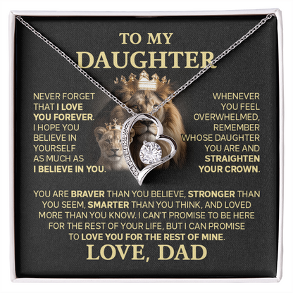 Amity Heart Necklace - Daughter Braver Stronger Smarter