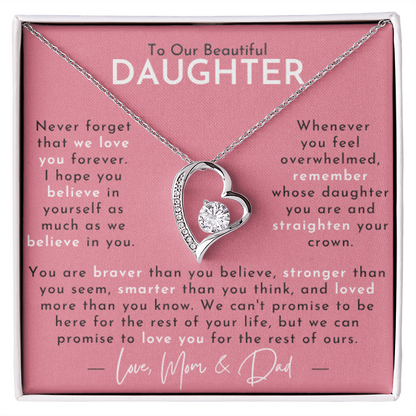 Amity Heart Necklace - Daughter - Love Mom & Dad