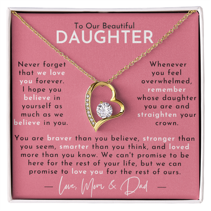 Amity Heart Necklace - Daughter - Love Mom & Dad