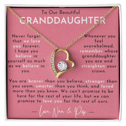 Amity Heart Necklace - Granddaughter - Love Nan & Pop