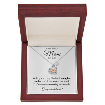 Amazing Mom To Be - Baby Feet Love Necklace
